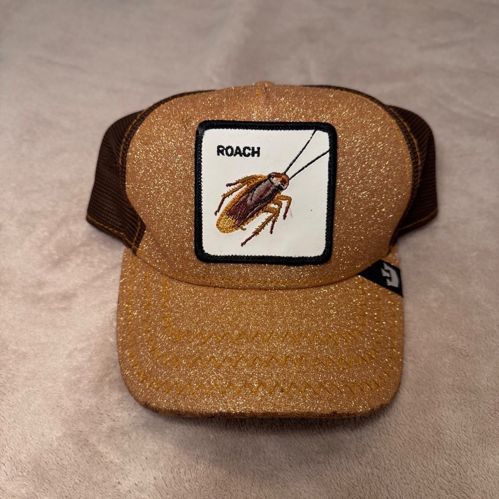 Goorin Bros Roach Glitter Trucker Hat Gold Brown Adjustable Mesh Limited Edition